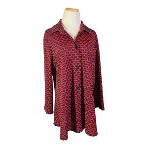 IC by Connie K Size L Textured Button-Front Tunic Art to Wear